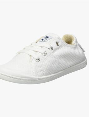Roxy White Sneakers with Pink & Black Heel Detail